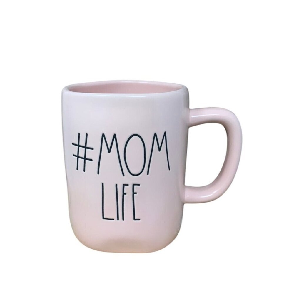 Rae Dunn Hashtag Mom Life Mug Large Pink Matte Ceramic Coffee Mug Gift